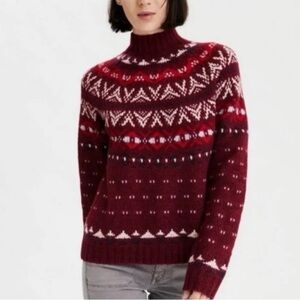 AE Red Turtleneck Fair Isle Sweater Size M